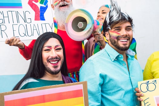 Gay activist people LGBT social movement protesting for homosexual rights - Gender equality concept photo