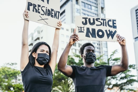 Activist movement protesting against racism and fighting for justice and equality - Black lives matter demonstrators photo