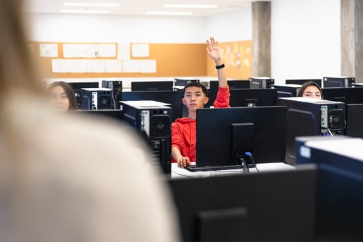Young students listening a lesson in high school - Education concept photo
