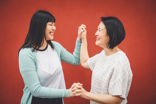 Asian mother and daughter having fun outdoor - Happy Chinese family  enjoying time together outside - Happiness, love, parenthood and people lifestyle concept photo