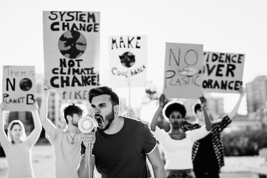 Group of young activists protesting for climate change - Global warming concept photo