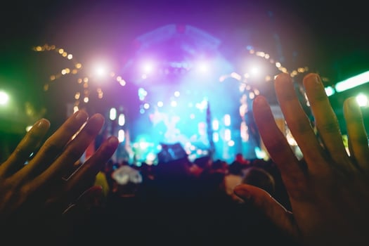 Young people having fun in summer concert  - Crowd rock music festival event - Music entertainment, fan and youth lifestyle concept photo