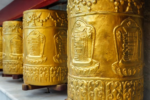 Prayer wheels in Tabo Monastery photo