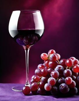 AI generated Red wine with grapes on a dark background. Selective focus. ai generative photo