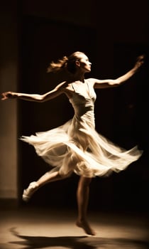 AI generated Blurry motion silhouette of a girl with long hair. ai generative photo