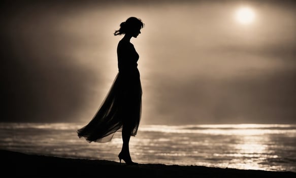 AI generated Blurry motion silhouette of a girl with long hair. ai generative photo