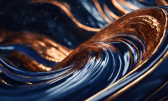 AI generated abstract background with golden and blue paint splashes. ai generative photo
