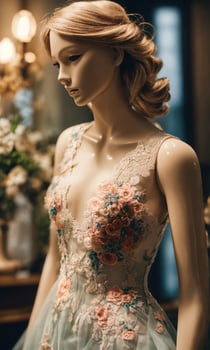 AI generated mini dress with low neckline on a mannequin. ai generative photo