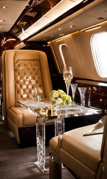 AI generated Interior of a luxury business jet airplane. Luxury travel. ai generative photo