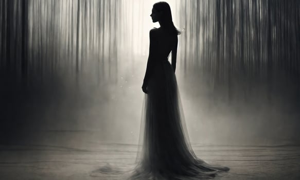 AI generated Blurry motion silhouette of a girl with long hair. ai generative photo