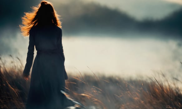 AI generated Blurry motion silhouette of a girl with long hair. ai generative photo