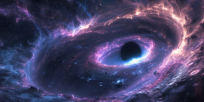 AI generated Distant spiral, center black hole sprays, Ai Generated. photo