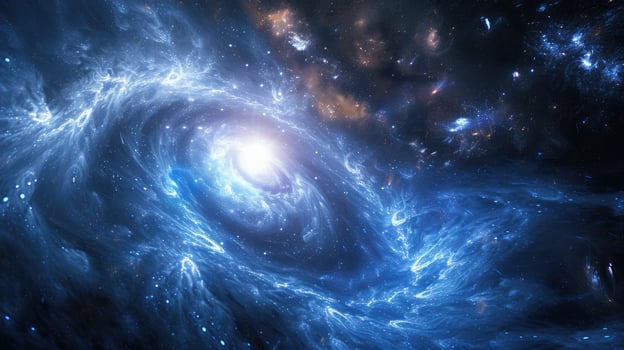 AI generated Blue and white nebula amid sunlit stars, Ai Generated photo