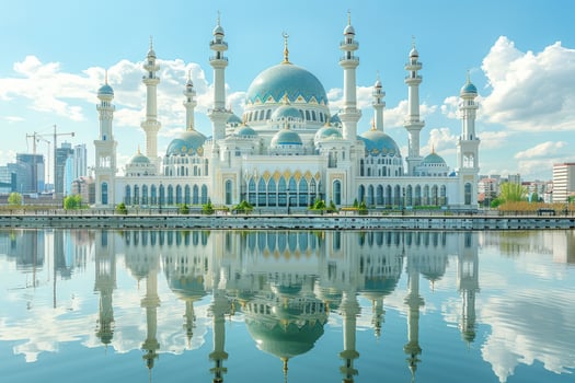AI generated beautiful mosque against a pure serene and divine atmosphere professional photography photo