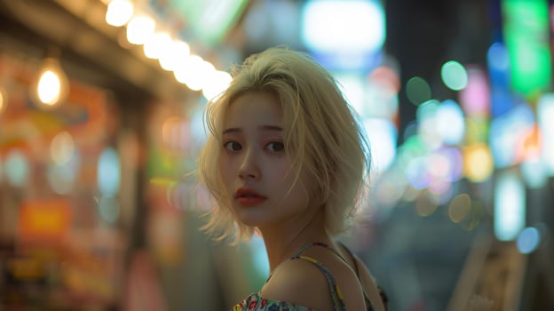 AI generated Sakura Sunshine Asian Beauty Radiates Summer Joy photo