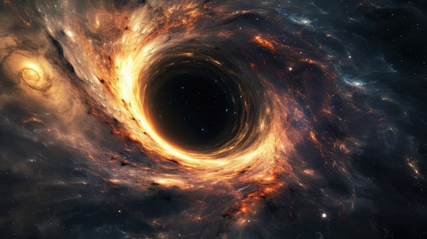 AI generated distant spiral, center black hole sprays, Ai Generated. photo