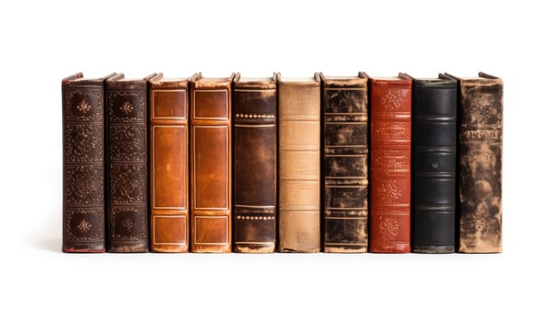 AI generated Four books elegantly isolated against a pristine white background, evoking simplicity. Ai Generated. photo