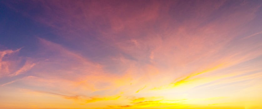 Golden sky the golden orange glow of the sunset. Colorful sky in winter. photo