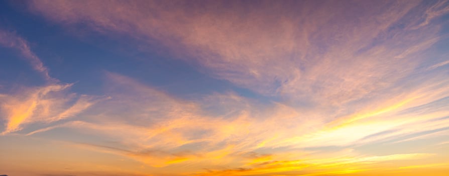 Golden sky the golden orange glow of the sunset. Colorful sky in winter. photo