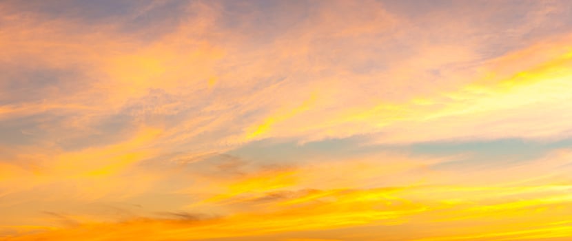 Golden sky the golden orange glow of the sunset. Colorful sky in winter. photo