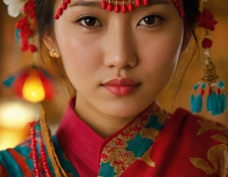AI generated Woman in carnival costume and jewelry. photo