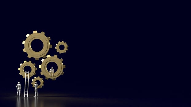 The Gear group and Man Figure for Business concept 3d rendering. photo