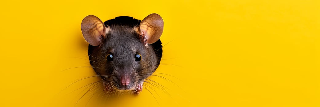 AI generated Curious mouse peering through cheese hole, offering ample space for creative text placement. photo