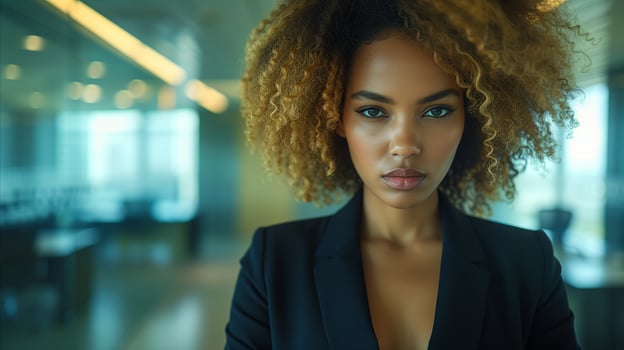 AI generated Professional businesswoman in modern office setting portrait photo