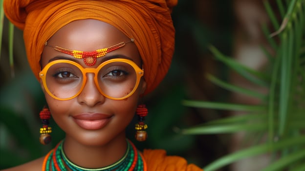 AI generated Portrait of a confident young woman in traditional african attire photo