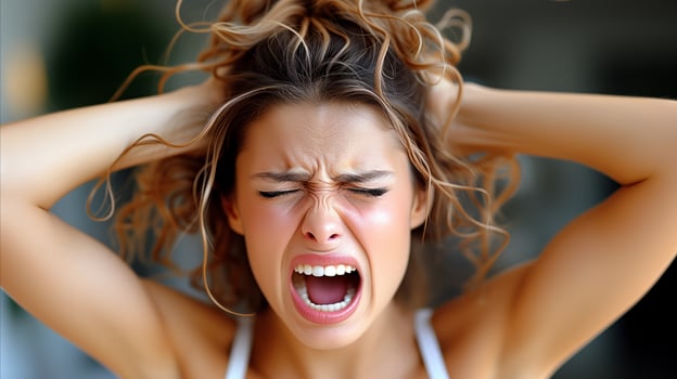 AI generated Frustrated Young Woman Expressing Stress Outdoors photo