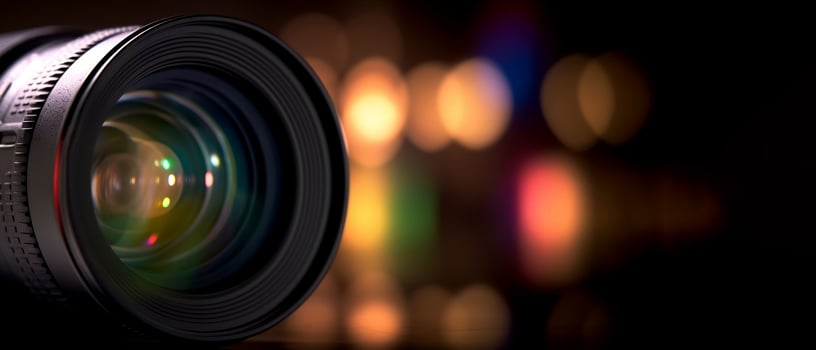 AI generated Bokeh Background with Camera Lens. created with Generative AI photo