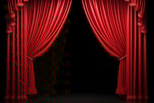 AI generated Grand Entrance Red Stage Curtain with Archway. created with Generative AI photo