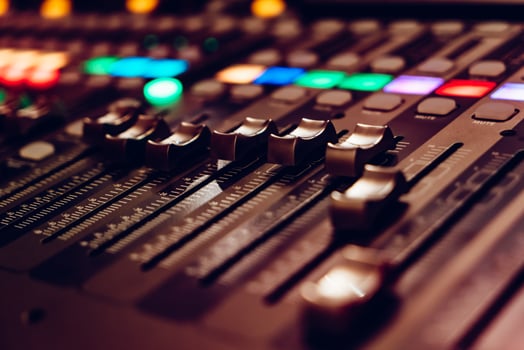 mixing video console is designed for DJ's work. Close-up photo