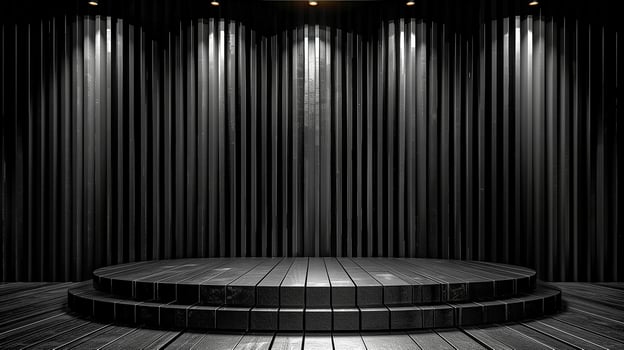 Black stage with lights and curtains photo