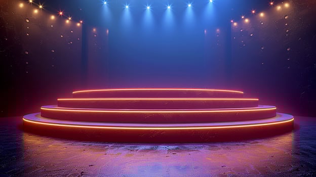 Stage with neon lights and stage background photo