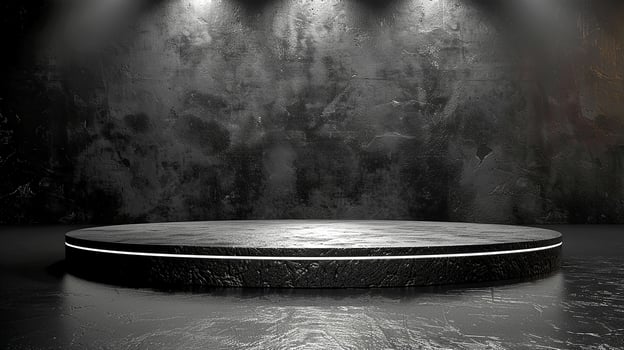 An empty stage with spotlight lights photo