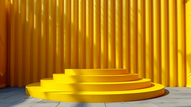 Yellow stage with a yellow wall background photo