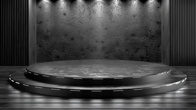 Stage with lights and a black wall photo