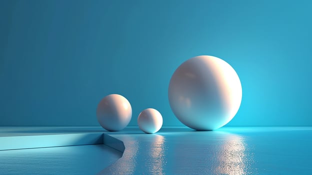 Three white eggs are standing in a row photo