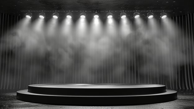 Stage with spotlight and smoke photo