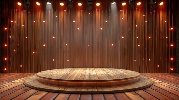 Stage with wooden floor and spotlight photo