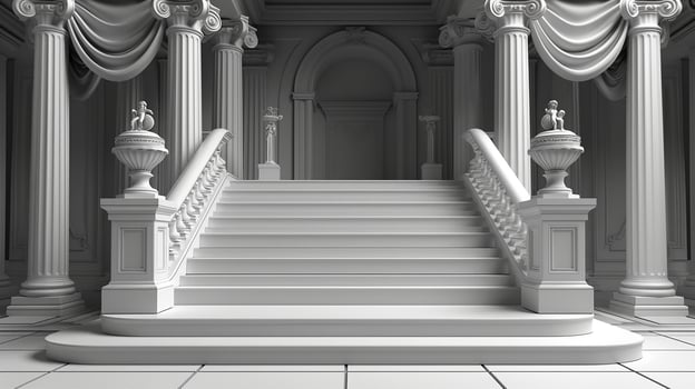 3d rendering of a staircase in a large room photo