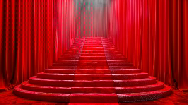 Red carpet with stairs and red curtains photo