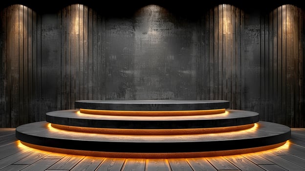 An empty stage with a spotlight on it photo