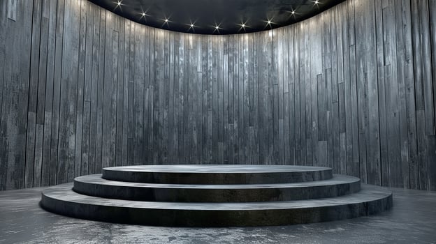 A large circular stage with a circular light above it photo