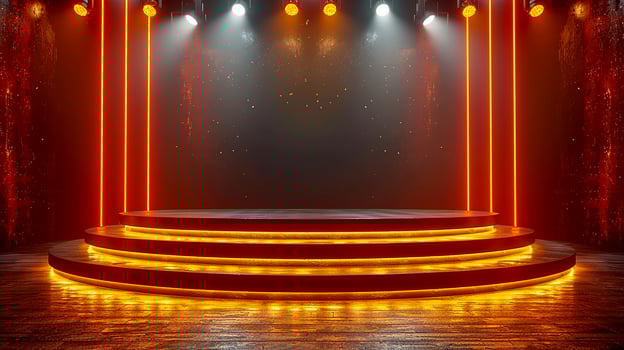 Stage with spotlight and stage lights photo