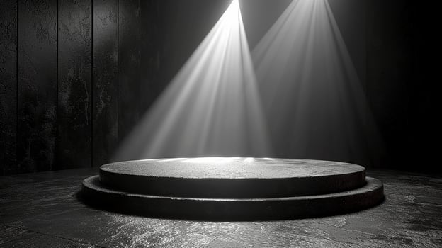 A stage with a spotlight shining on it photo