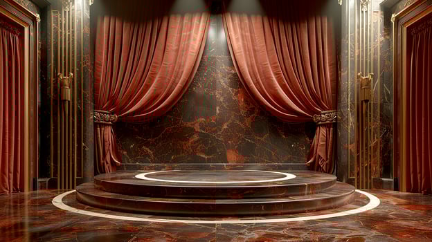 AI generated a stage with red curtains and a spotlight photo