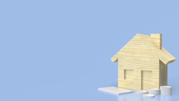 The wood house for property or real estate concept 3d rendering. photo