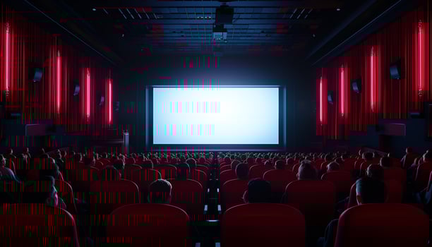 AI generated Cinema blank wide screen in the cinema hall photo